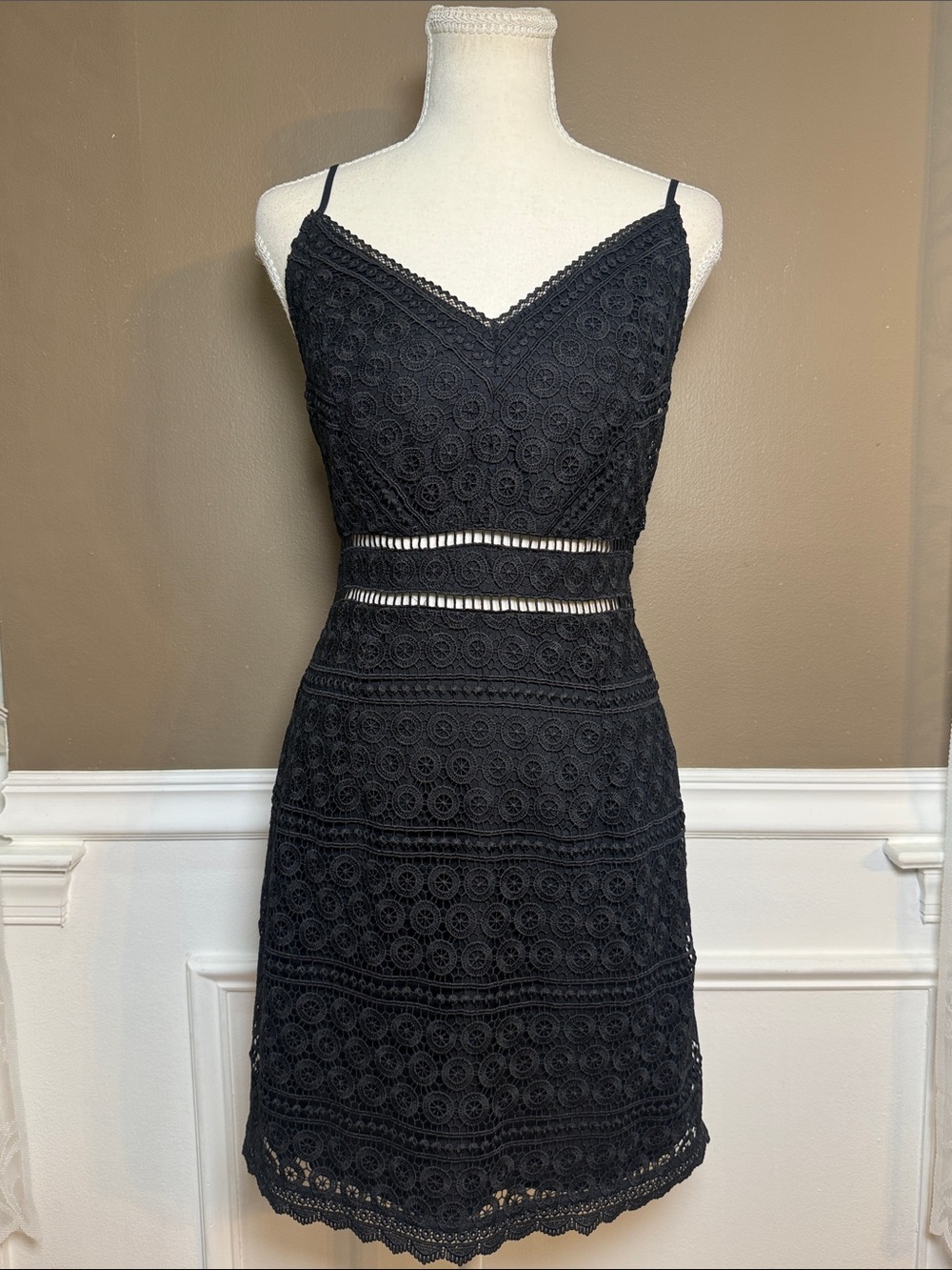 Abercrombie & Fitch Black Crochet Lace Cutout‎ Mini Dress S NWT